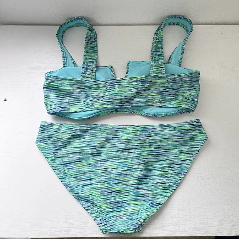 Aerie Space Dye Bikini 2-Piece Set Bandeau & Bikini Swim Bottom Large NEW - Picture 4 of 6